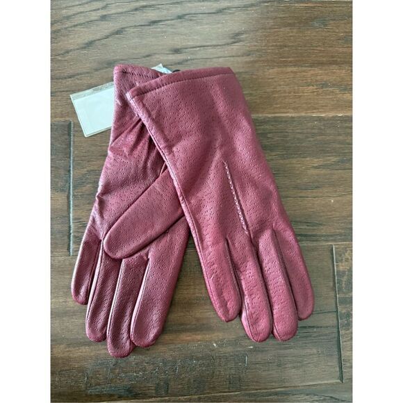 NWT Fownes Leather Gloves size 8 Vintage Sears Tag Burgundy - Picture 1 of 5